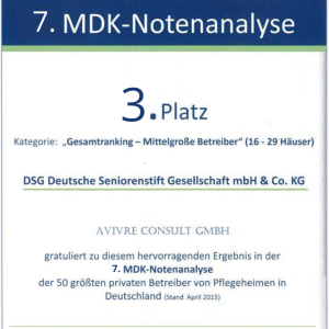 3. Platz bei der siebten MDK-Notenanalyse